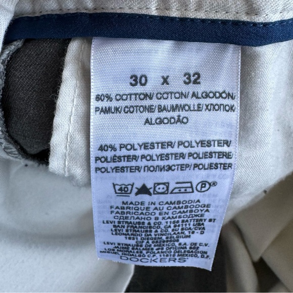 Levi’s Docker’s Flat Front Straight Easy Khaki in Grey sz 30/32 - Picture 6 of 7